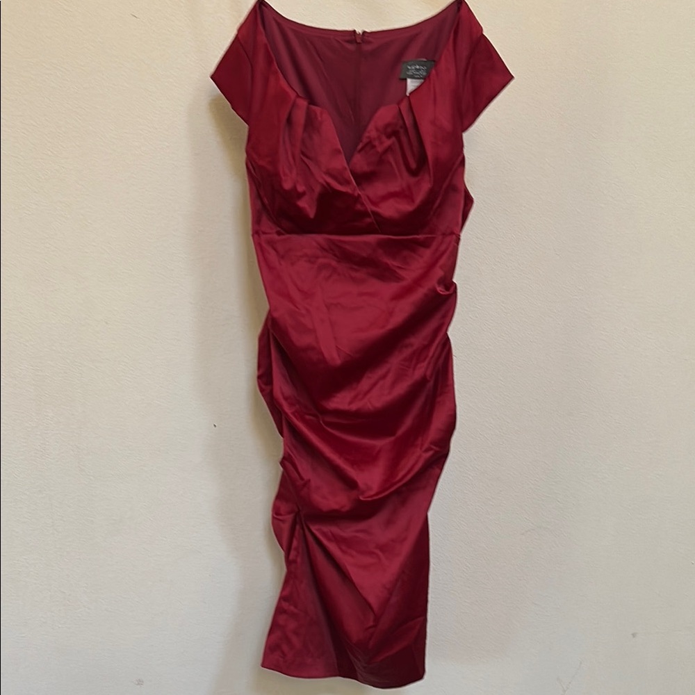 Elegant Red Satin Dress by Sally USA